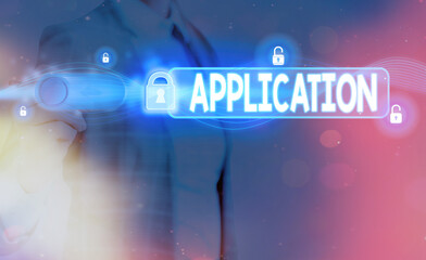 Word writing text Application. Business photo showcasing an order for something formal and usually...