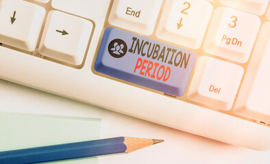 Word writing text Incubation Period. Business photo showcasing time elapsed starting from getting...
