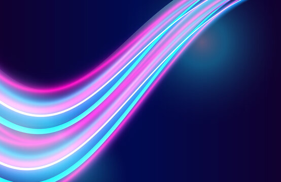 colorful light trails with motion blur effect, speed background. futuristic neon light effect