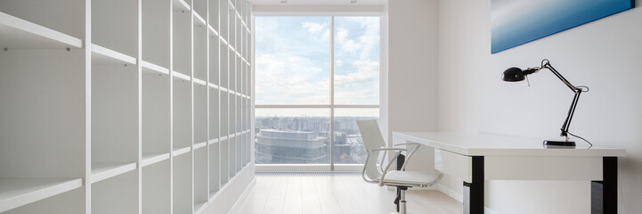 Spacious home office with view, panorama