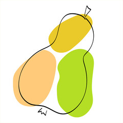 Fruit pear, line art, isolated on a white background. Abstract vector illustration.
