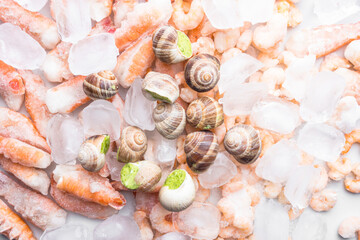 assortment of seafood on ice