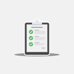 Checklist - White Stroke+Shadow icon vector isolated. Flat style vector illustration.