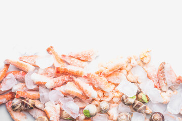 assortment of seafood on ice