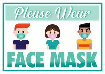 WEAR FACE MASK PLEASE SIGN A4 Printable Sticker	
