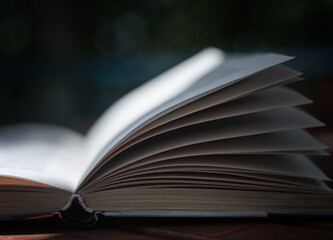 Book and pages close-up. Macro shot. Reading education concept