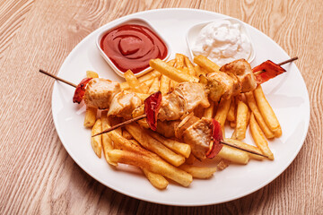 grilled chicken with fries