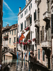 Fototapeta na wymiar A beautiful view of buildings in Venice city at Italy.
