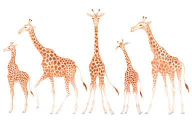 Fototapeta premium Watercolor cute realistic illustration of giraffes