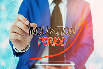Word writing text Incubation Period. Business photo showcasing time elapsed starting from getting...