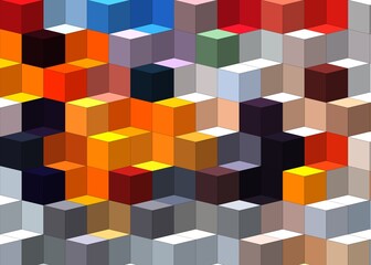 Naklejka premium Abstract Colorful Geometrical Artwork,Abstract Graphical Art Background Texture,Modern Conceptual Art, Synthwave Aesthetic Poster Print,3D Rendering,3D Illustration