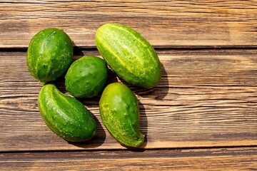 cucumbers on a wooden background