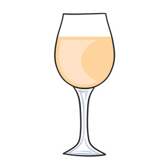 Hand drawn glass of white wine isolated on white for design, stock vector illustration
