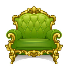 Green armchair on a white background