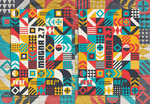 Modern Pop Art Geometric Pattern Poster Layout