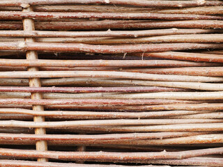 Background of woven tree branches close-up
