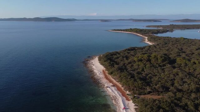 Panoramic aerial view of island Dugi Otok and other small islands in Kvarner, Croatia