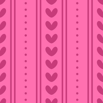 Simple Love Dot Line Vertical Decorative Pink Monochrome Seamless Pattern Background Wallpaper. Pattern for Textile, fabric, paper, print, interior, decor, etc.
