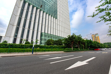 Features of asphalt asphalt roads and buildings.