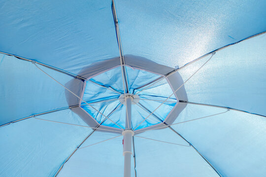 Blue Beach Umbrella Close Up