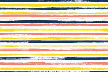 Ink thin irregular stripes vector seamless pattern. Artistic bedding textile print design. Old 