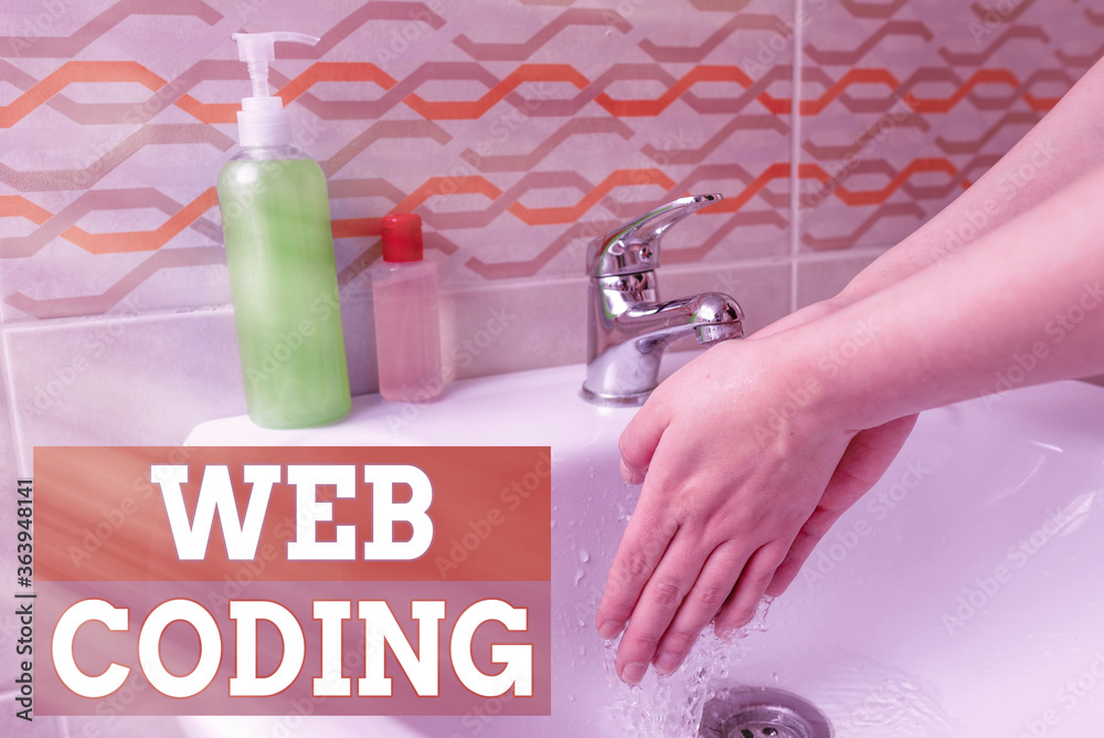 Poster handwriting text web coding. conceptual photo a system of symbols and rules used to represent instru