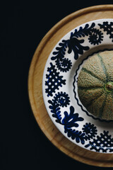 Half of a sweet orange Cantaloupe melon 