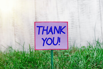 Text sign showing Thank You. Business photo text polite expression to acknowledge a gift, service...