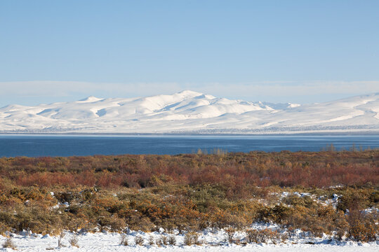 Lake Sevan in the winter, Armenia