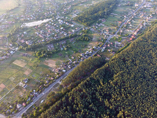 Aerial view of the saburb landscape (drone image). Near Kiev
