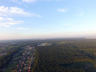 Aerial view of the saburb landscape (drone image). Near Kiev