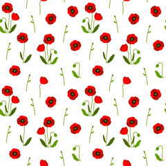 Poppy colorful seamless pattern. Summer design for textile, fabric, wrapping paper, prints. Vector illustration