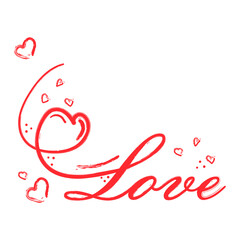 
Vector inscription Love on a white isolated background with a heart. For logo, t-shirt design and print for clothes and for girls.