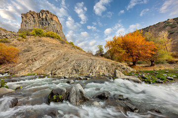 Azad river gorge known for its basalt rock formations called as Symphony of the Stones, in Armenia