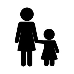 Mother with daughter avatar silhouette style icon design, Family relationship and generation theme Vector illustration