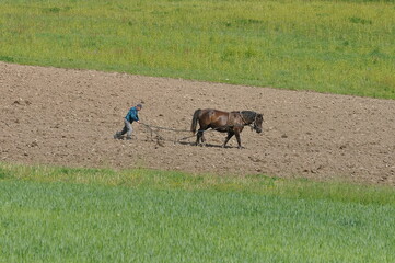Prace polowe. Orka. Polska - Mazury - Warmia. © Rafa