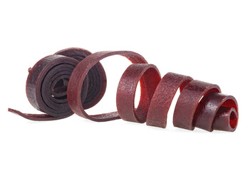 Natural and healthy snack food - fruit pastille from apples and currant on a white background. Fruit Marshmallow. Organic food.