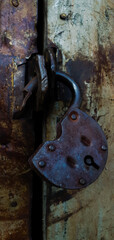 Texture of old rusty tin. Metal wall. The old garage. Background