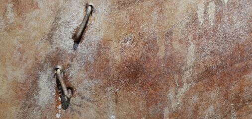 Texture of old rusty tin. Metal wall. The old garage. Background