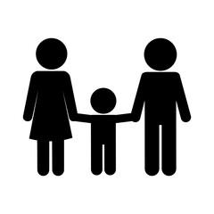 Mother father and son avatar silhouette style icon design, Family relationship and generation theme Vector illustration