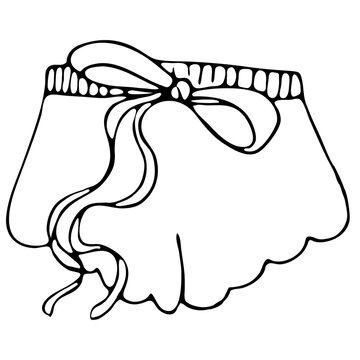 recommend clip art: set of female sexy underwear - cute panties shorts, vector elements in doodle style with black outline