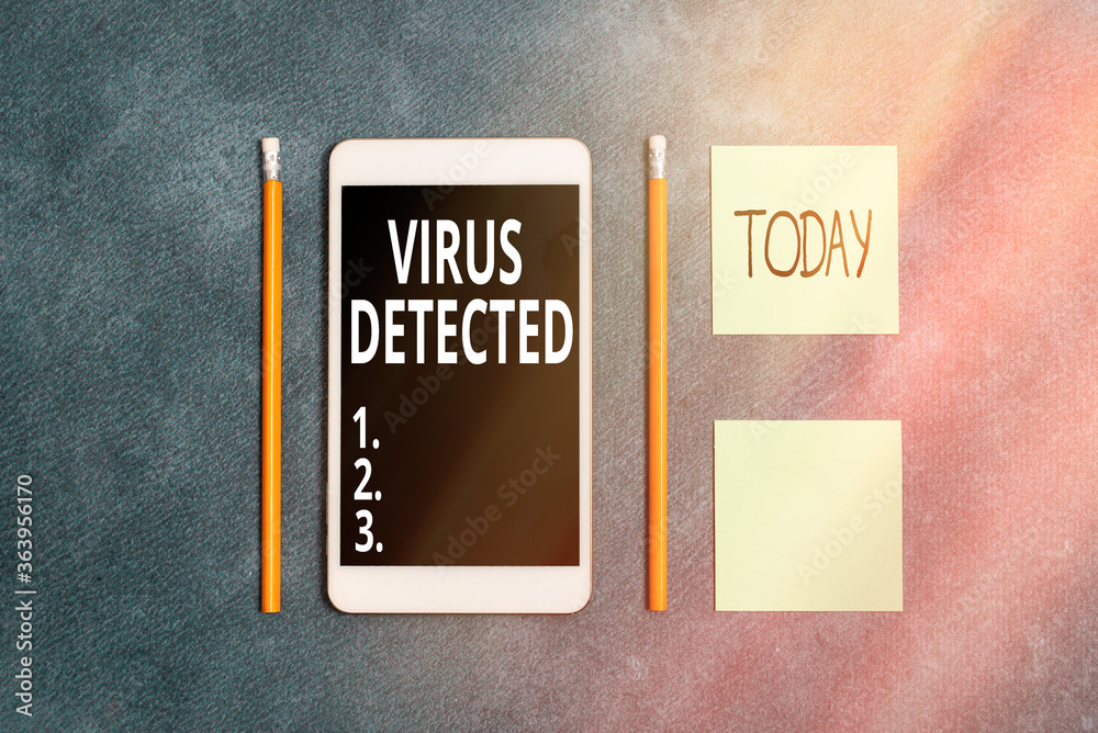 Aufkleber handwriting text writing virus detected. conceptual photo a computer program used to prevent and rem