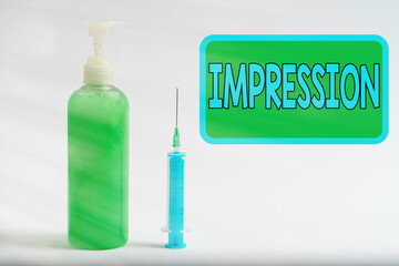 Text sign showing Impression. Business photo text an idea and feeling or opinion about something or...