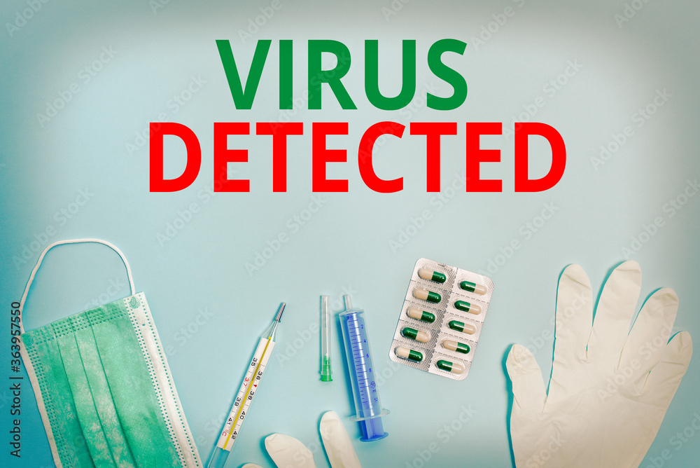 Poster text sign showing virus detected. business photo text a computer program used to prevent and remove 