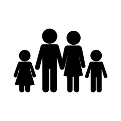 Mother father son and daughter avatar silhouette style icon design, Family relationship and generation theme Vector illustration