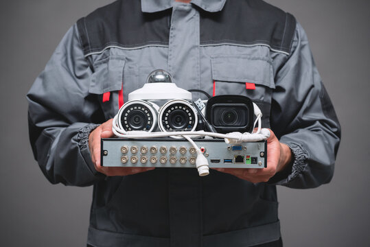 CCTV Installation Wizard concept. Service for installing CCTV cameras.