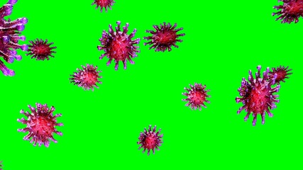an illustration 3D of the virus coronavirus on a green background