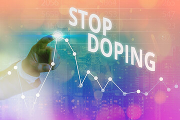 Word writing text Stop Doping. Business photo showcasing quit the use of banned athletic...