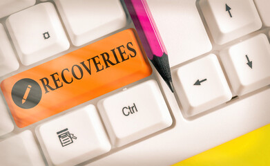 Handwriting text Recoveries. Conceptual photo process of regaining possession or control of...