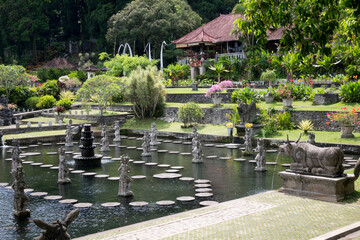 Fototapeta na wymiar Bali, Indonesia, Imperial swimming baths (Taman Tirta Gangga)..